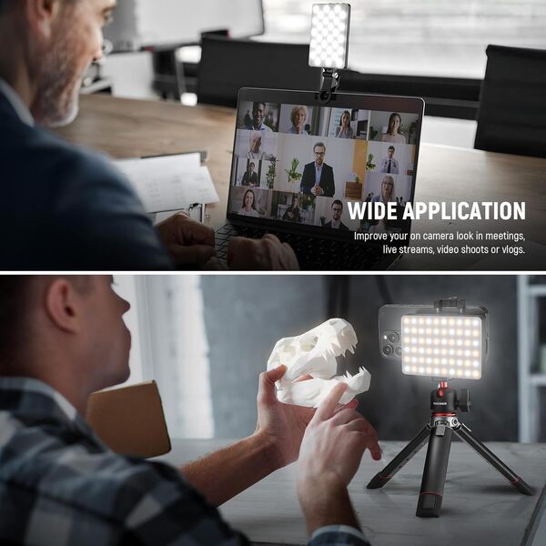NEEWER Selfie Light LED pour Smartphone, 3 Modes d'Éclairage, Luminosité Réglable, Batterie Lithium Rechargeable 2000mAh Intégrée et Support Clip pour Telephone, Compatible avec iPhone Samsung Huawei