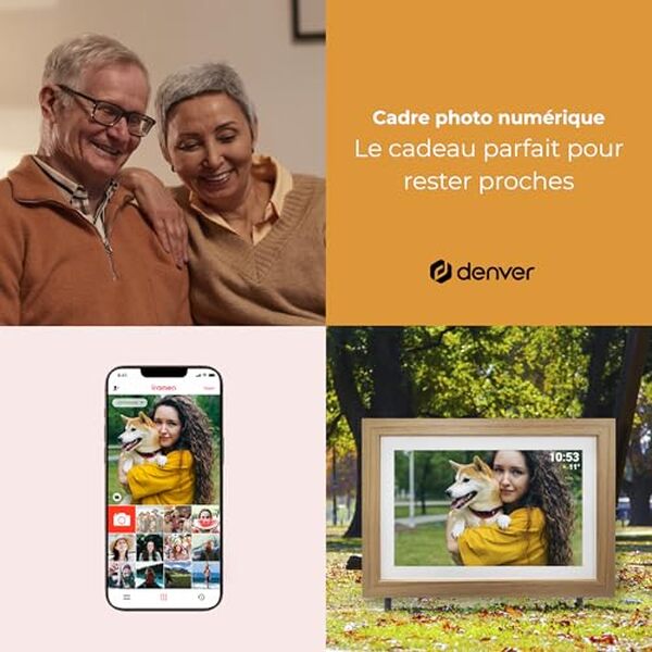 Découvrez le cadre photo numérique Denver PFF-1543LW : écran tactile Full HD de 15, 6 pouces pour affichage optimal de vos souvenirs