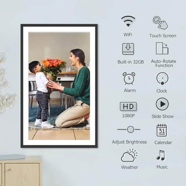 Découvrez le cadre photo numérique WiFi 15, 6 pouces IPS FHD 32 Go pour des souvenirs en haute définition. Connectivité et mémoire au top.