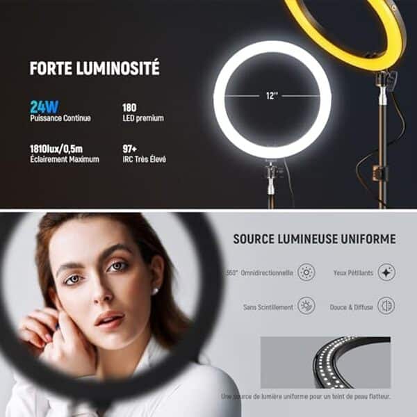Découvrez comment le ring light Neewer RH12B transforme votre expérience de streaming et de maquillage grâce à une lumière exceptionnelle