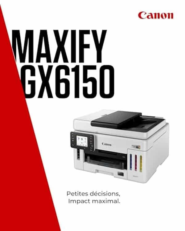 Découvrez notre analyse détaillée de l'imprimante Canon MAXIFY GX6150 : performances, fonctionnalités et avis pour choisir le meilleur modèle pour vos besoins professionnels.