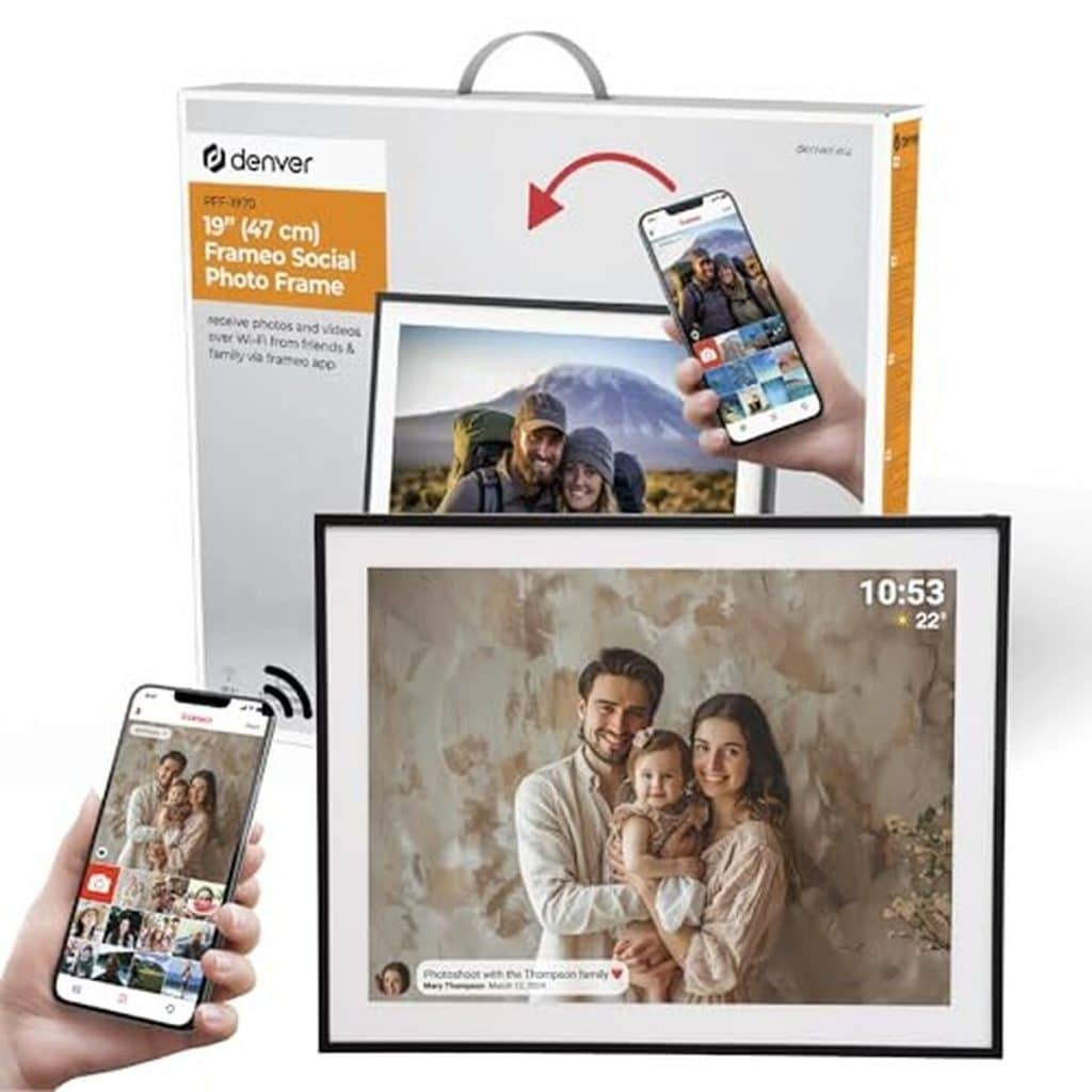 Test du cadre photo numérique denver pff-2026 : écran tactile ips full hd 19" et partage wi-fi