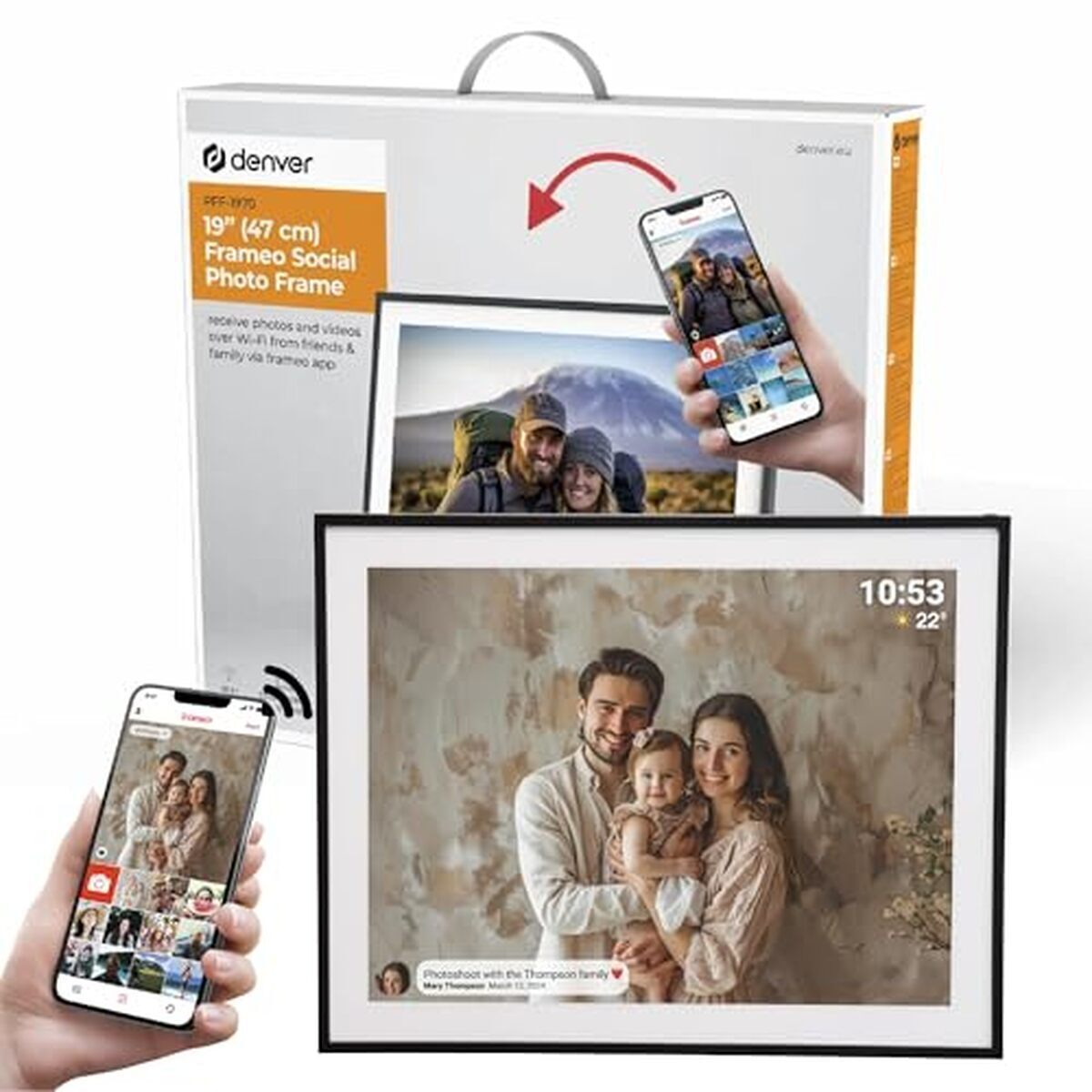 Test du cadre photo numérique denver pff-2026 : écran tactile ips full hd 19" et partage wi-fi