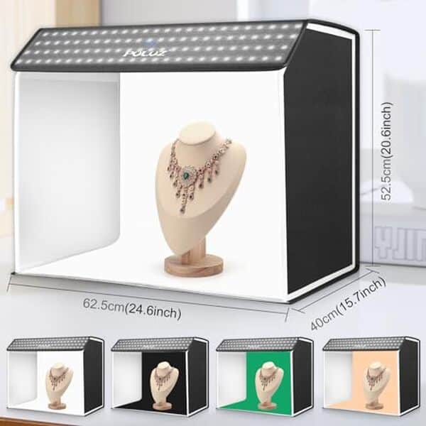 Découvrez notre test détaillé de la boîte photo PULUZ avec éclairage réglable : la solution professionnelle pour photographier vos bijoux et petits objets