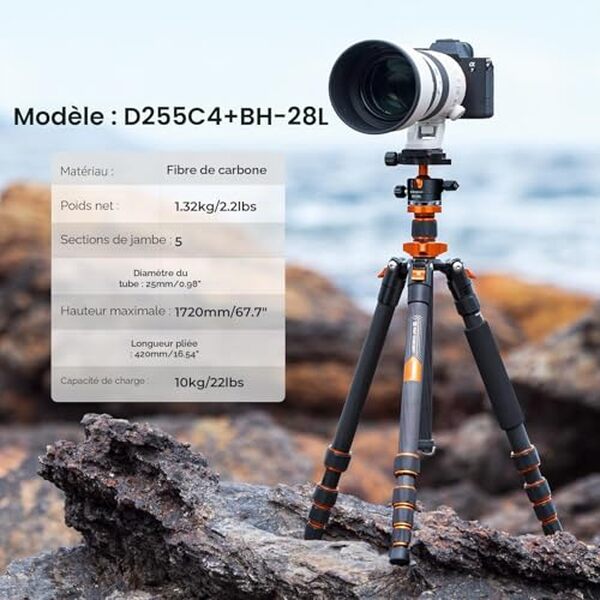 Découvrez notre test détaillé du trépied K&F Concept D255C4 en carbone : performances, compacité et polyvalence pour photographes en déplacement.