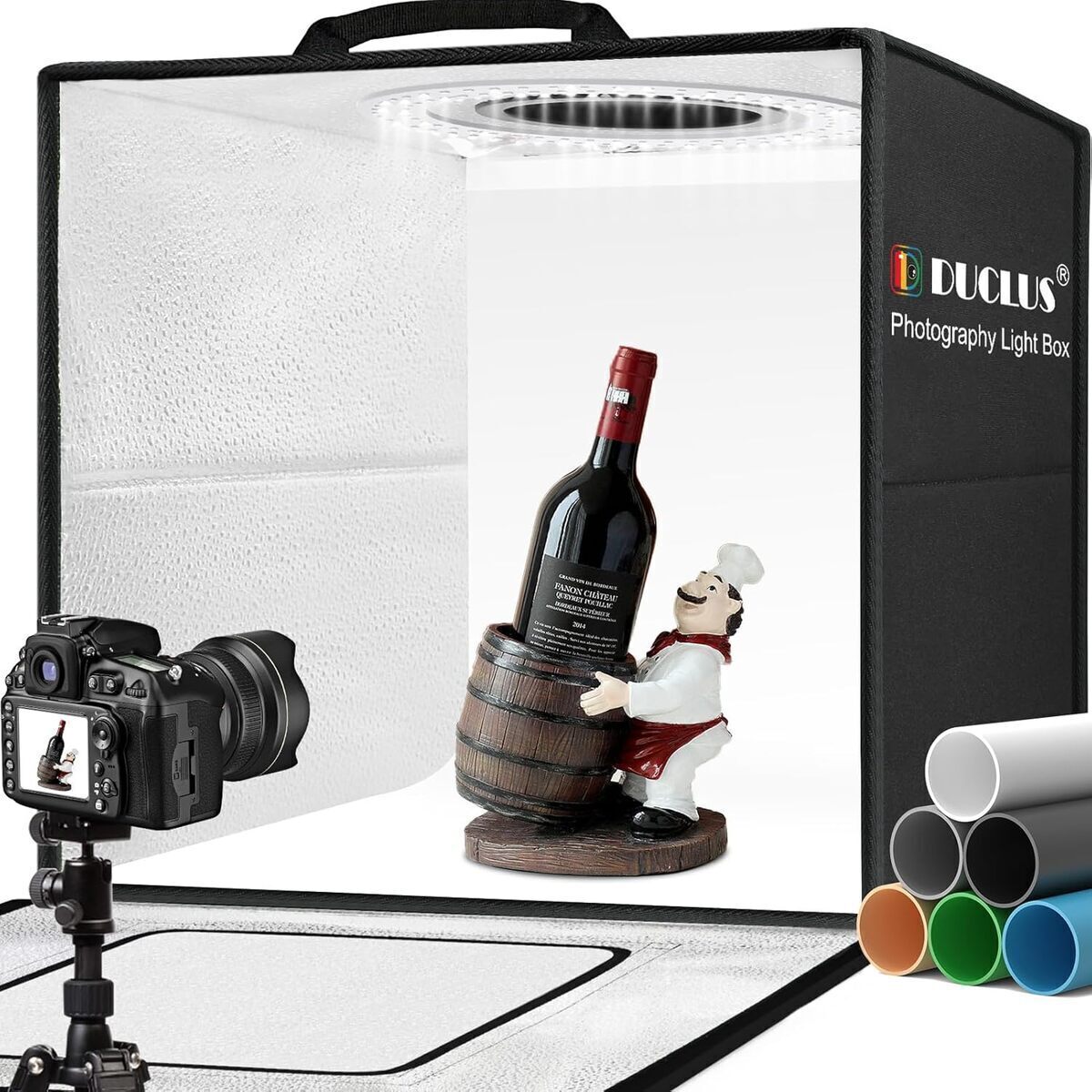 Test de la boîte photo Duclus : studio pliable 216 LED et 6 fonds