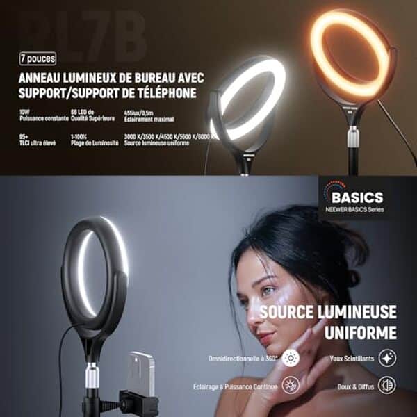 Découvrez notre test détaillé du neewer RL7B, l'anneau lumineux de bureau parfait pour vos selfies et vidéos TikTok. Éclairage professionnel, prix compétitif et performances exceptionnelles.