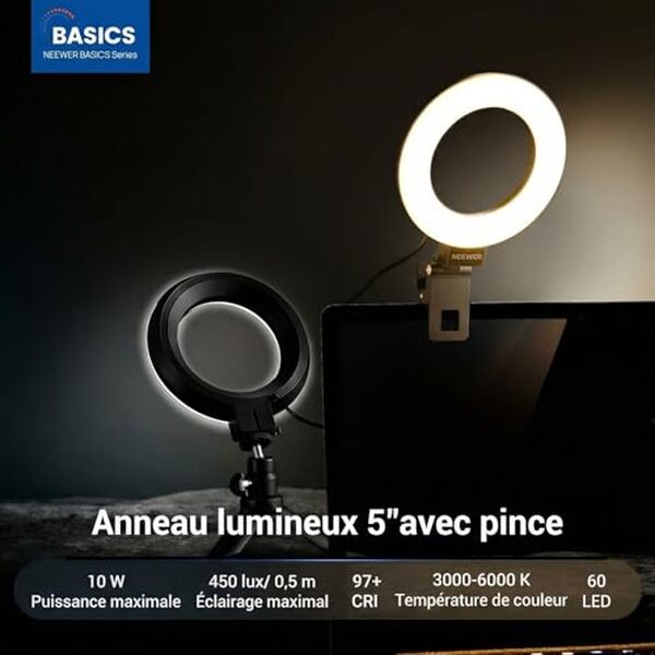 Découvrez notre test complet de la bague lumineuse Neewer Basic 5W dimmable. Avis détaillé, avantages et utilisation pour vidéoconférence, streaming et photographie.